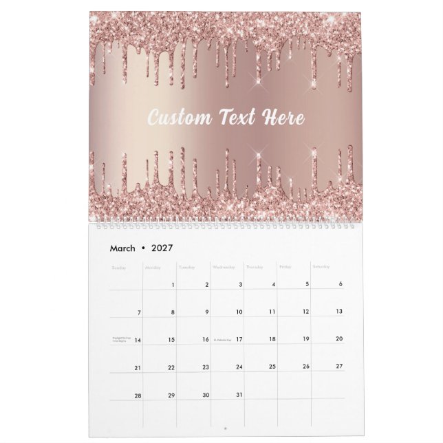 Calendário de Texto Personalizado com Brilho em Ro (Mar 2027)