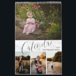 Calendário de Várias Fotografias de Script Waterco<br><div class="desc">Crie o calendário perfeito este ano com este design moderno. O design permite personalizar facilmente os cobrir e meses com suas fotos, e cada mês apresenta o nome do mês escrito em um script de pincel de aquarelas, sobre um fundo falso de mármore da Carrera. A maioria das imagens é...</div>