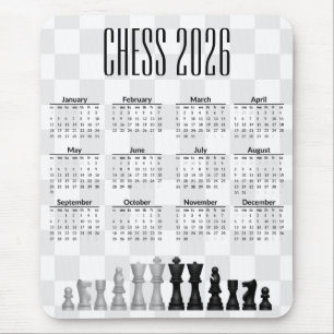 Calendário de Xadrez 2026 Mousepad