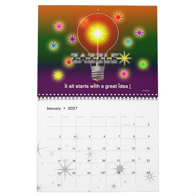 CALENDÁRIO DE ZAZZLE (Jan 2027)