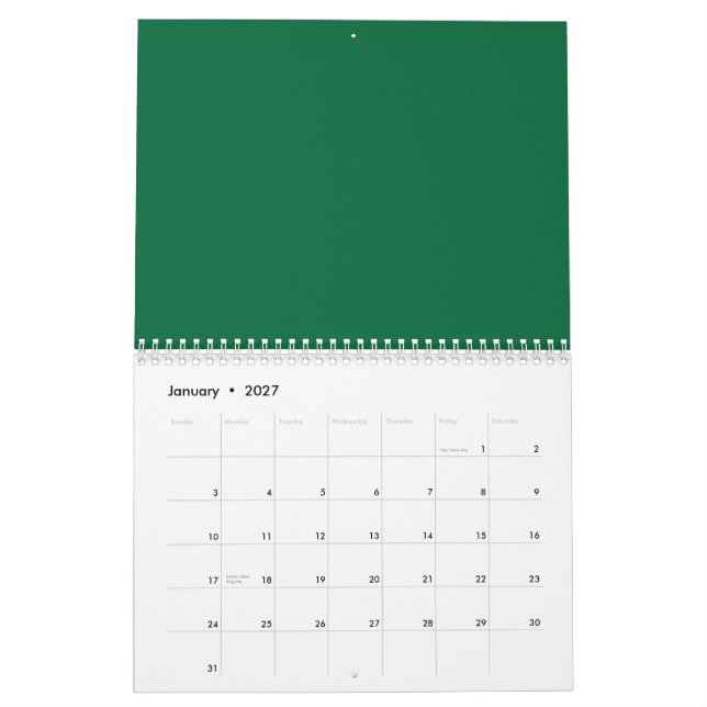 Calendário Descubra a mistura perfeita de verde, Azure, Aqua, (Jan 2027)