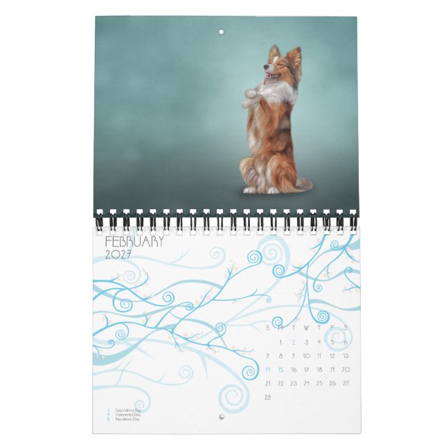 Calendário Desenhando cães engraçados (Fev 2027)