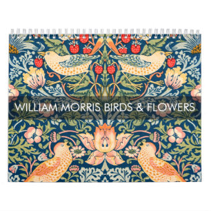 Calendário Desenho de Pássaros e Flores de William Morris