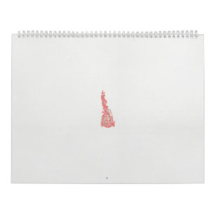 Calendário desenho de uma ave com flores