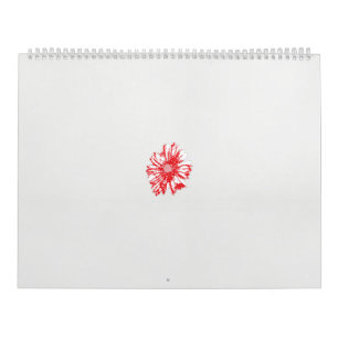 Calendário desenho de uma flor vermelha sobre fundo branco