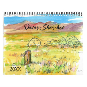 Calendário Desert Sketches Viagem Explorar Aquarela de Nevada
