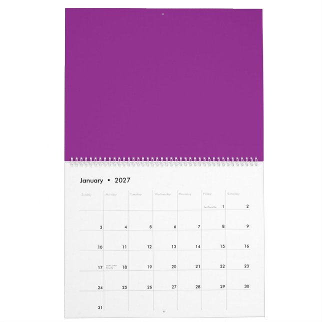 Calendário Design com um espantoso fundo roxo e branco (Jan 2027)