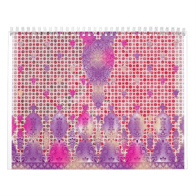 Calendário design de fundo roxo com pontos (Capa)