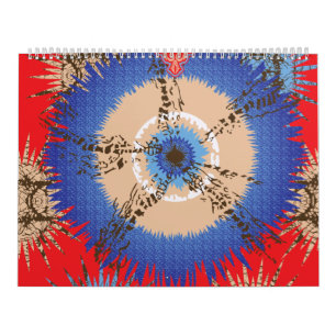 Calendário design de fundo vermelho com círculo azul