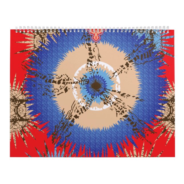 Calendário design de fundo vermelho com círculo azul (Capa)