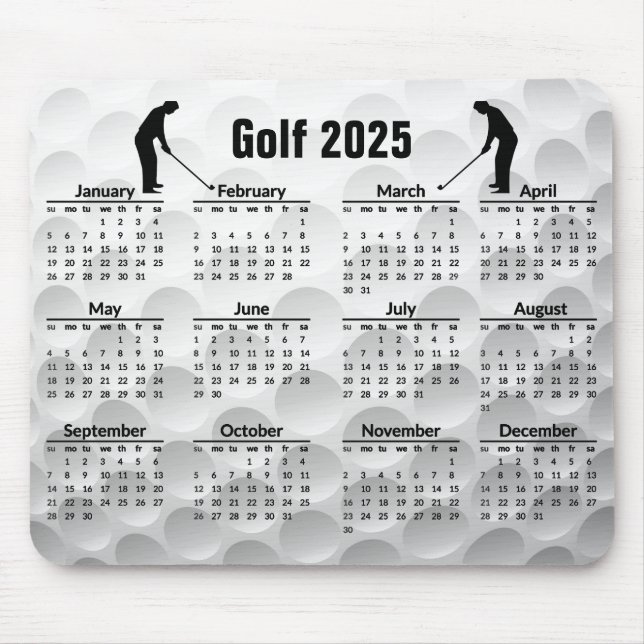 Calendário Design de Golf 2025 Mousepad (Frente)
