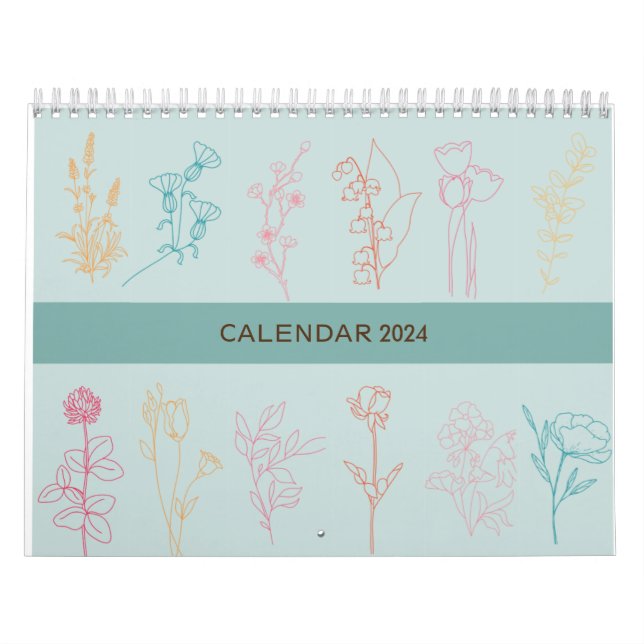 CALENDÁRIO DESIGN DE LINHA DE FLORES SIMPLES | RETRO BÍBLIA V (Capa)