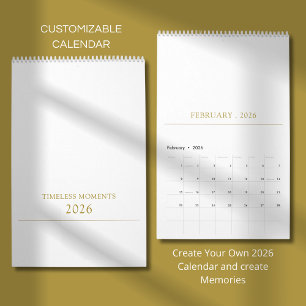 Calendário Design de Tipografia Limpa e Simples