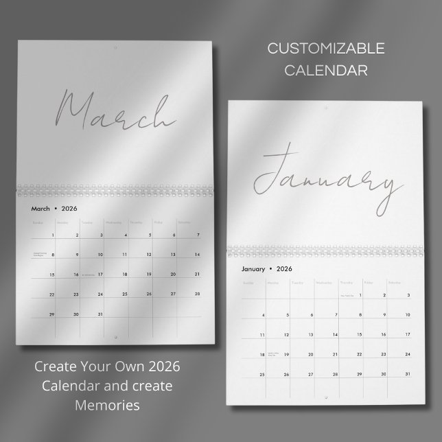 Calendário Design de Tipografia Limpa e Simples (Criador carregado)