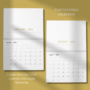Calendário Design de Tipografia Limpa e Simples