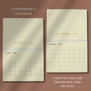 Calendário Design de Tipografia Limpa e Simples
