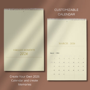 Calendário Design de Tipografia Limpa e Simples