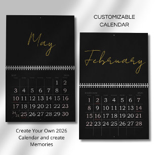 Calendário Design de Tipografia Limpa e Simples