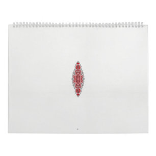 Calendário design de um padrão vermelho e branco