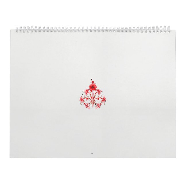 Calendário design de uma flor vermelha sobre fundo branco (Capa)