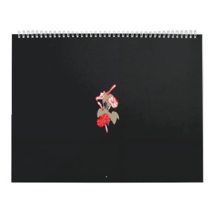 Calendário design de uma flor vermelha sobre fundo branco
