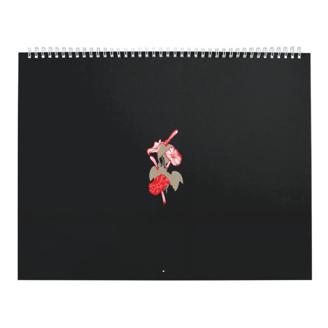 Calendário design de uma flor vermelha sobre fundo branco (Capa)