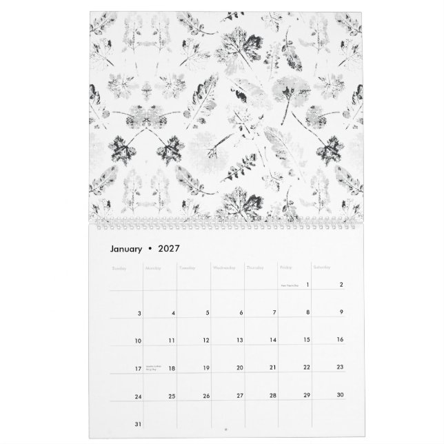 Calendário Design floral branco e preto elegante d (Jan 2027)