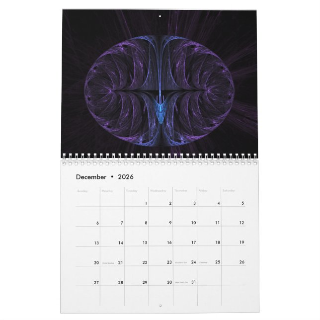 Calendário design fractal (Dez 2026)