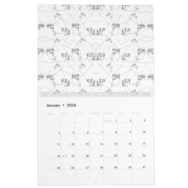 Calendário Design visualmente atraente mostrando uma mistura  (Jan 2026)