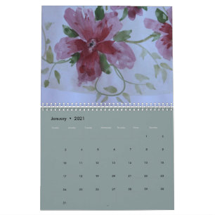 Calendário Designer Floral Artsy Watercolor