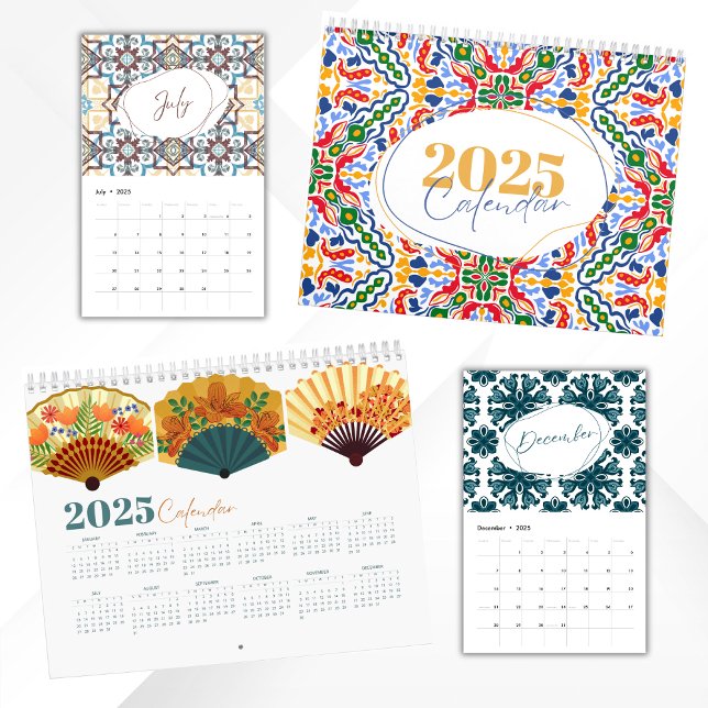 Calendário designs de Azulejo cerâmico coloridos vibrantes mo (Criador carregado)