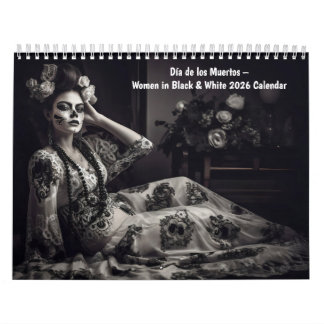 Calendário Día de los Muertos – Women in Black & White 2026
