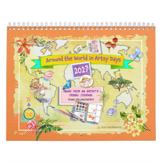 Calendário Diário de Viagem de Aquarela de Artistas Calendári