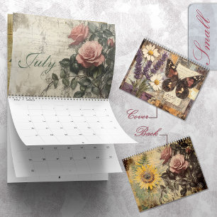 Calendário Diário Vintage Floral Lixo 2025
