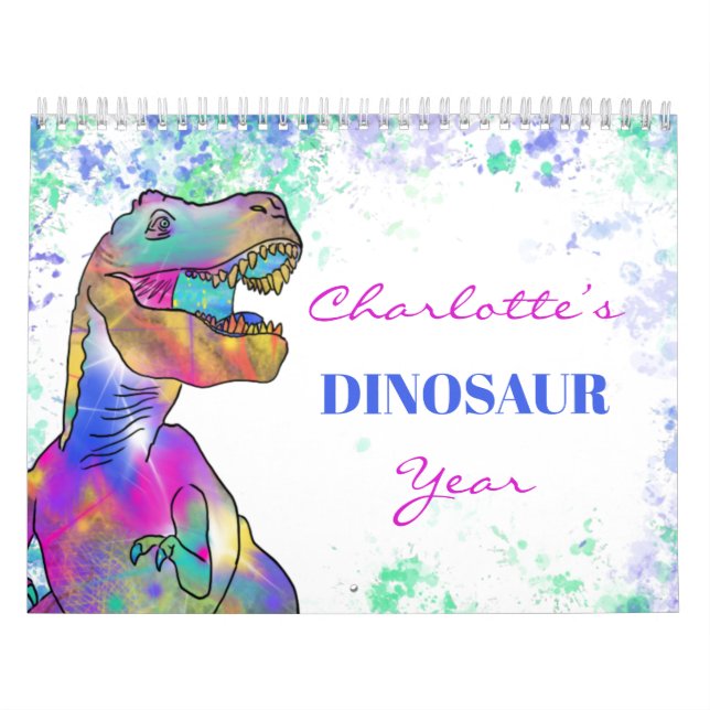 Calendário Dinossauros personalizados Coloridos (Capa)