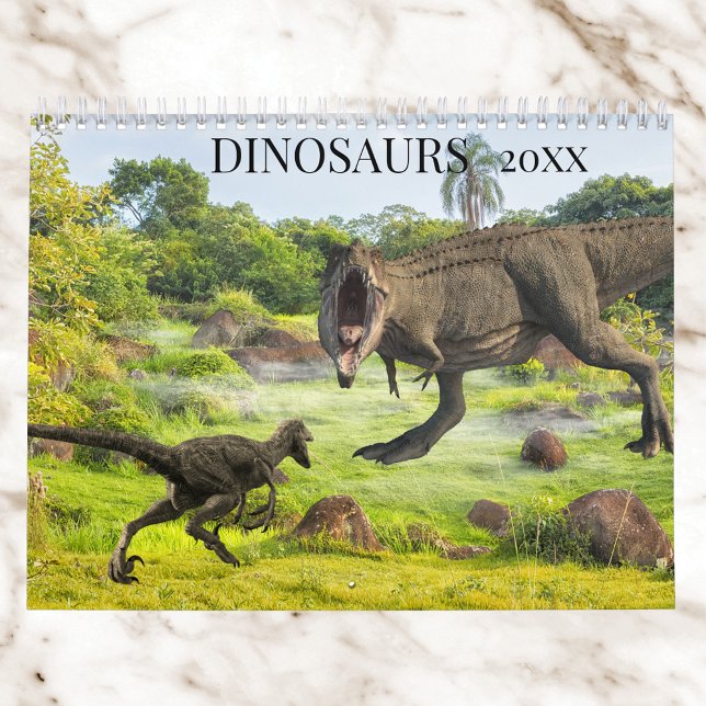 Calendário Dinossauros Tiranossauro Raptor Jurássico Qualquer (Criador carregado)