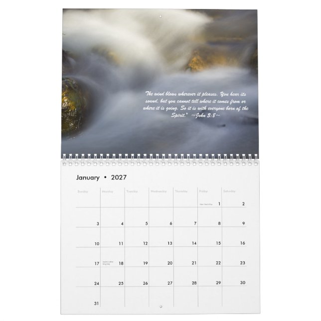 Calendário distorcido da escritura da água (Jan 2027)