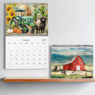 Calendário Diversão na Fazenda Animais da Fazenda Crianças Co