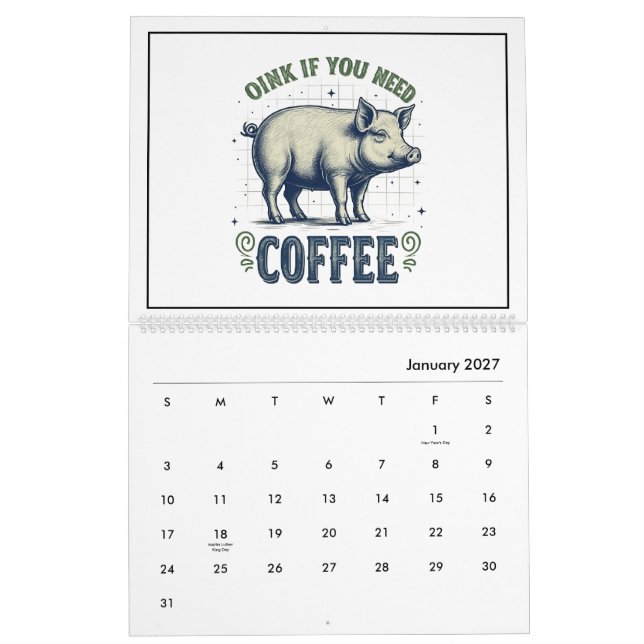 Calendário Divertido Inspirado em Animais (Jan 2027)