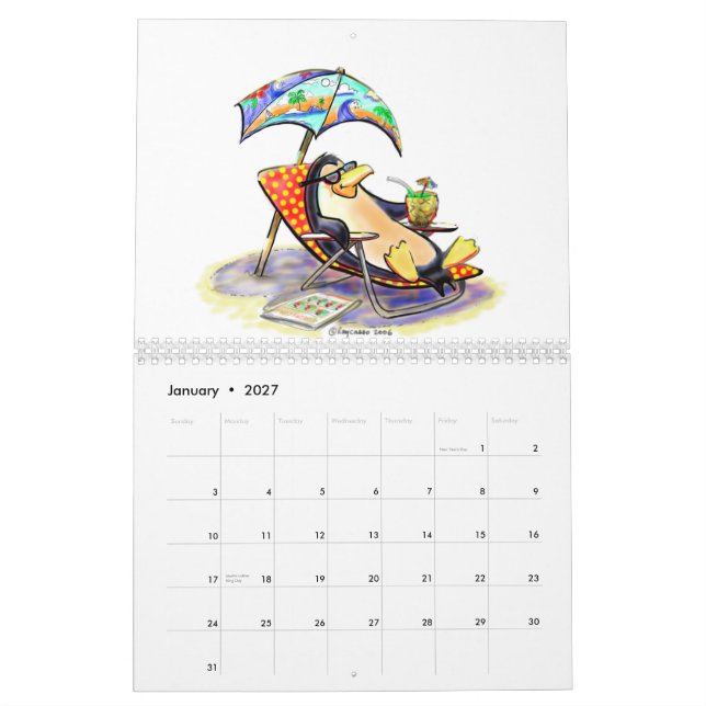 Calendário Divertimento do pinguim (Jan 2027)