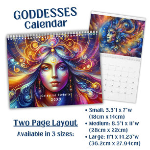 Calendário Divindade Celestial Brilhante e Colorida Feminina
