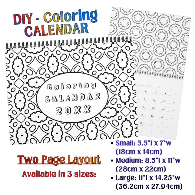 Calendário DIY Coloring Pattern custom Outline Art -  (Criador carregado)