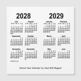 Calendário do Ano da Escola Branca 2028-2029 por J