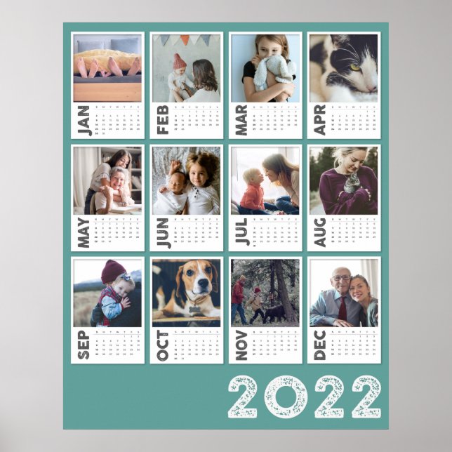 Calendário do Ano de 2022 Poster de Colagem de Fot (Frente)