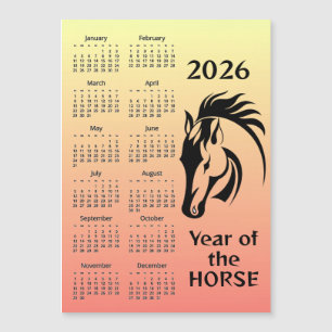 Calendário do Ano do Cavalo 2026 Cartão Magnético