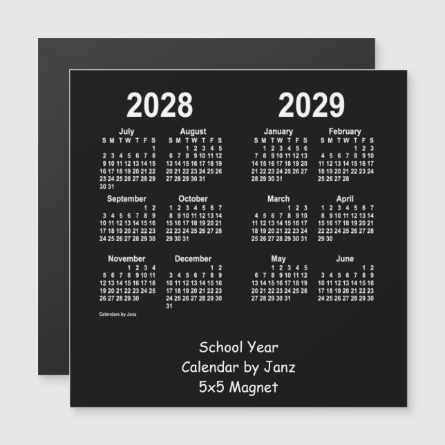 Calendário do Ano Escolar 2028-2029 por Janz Neon  (Frente/Verso)