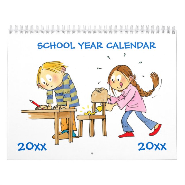 Calendário Do Ano Escolar Azul Para Crianças (Capa)