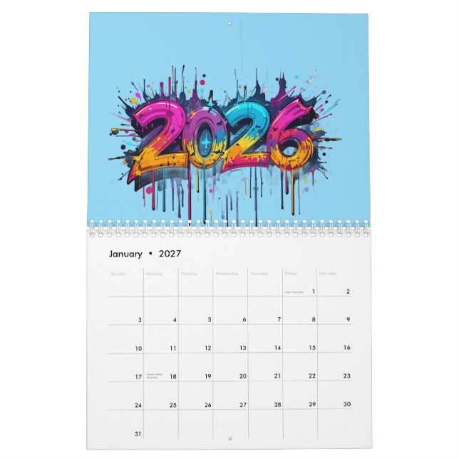 Calendário do Ano Novo 2026 - Presente de Férias P (Jan 2027)