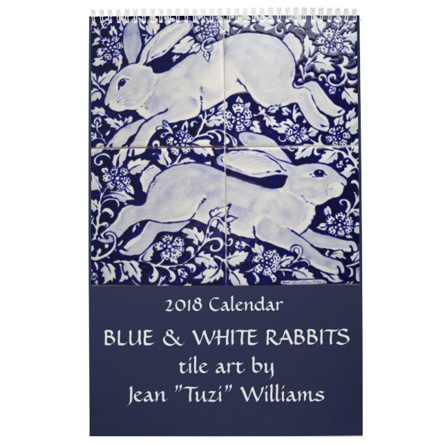 Calendário do Azulejo do Coelho Azul e Branco a Qu (Capa)