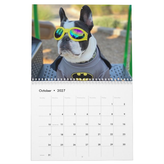 Calendário do Bulldog Francês 2020 para os Mochile (Out 2027)